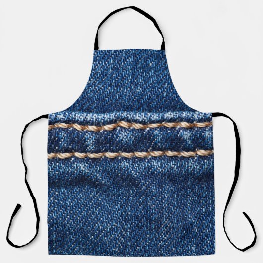 Tablier Dénim piqué : texture du jean closeup. (Recto)