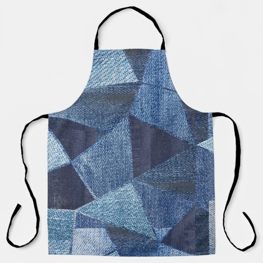 Tablier Denim Urban : Patchwork à rayures détendues. (Recto)