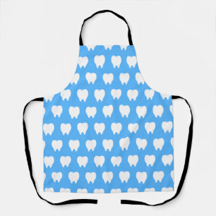 Tablier Dent blanche simple avec motif bleu clair – Propre