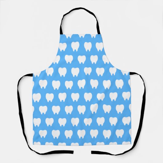 Tablier Dent blanche simple avec motif bleu clair – Propre (Recto)