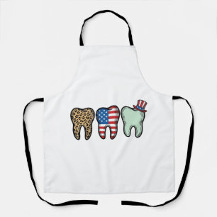 Tablier Dentiste Patriotique Dent Vintage Léopard Chemise
