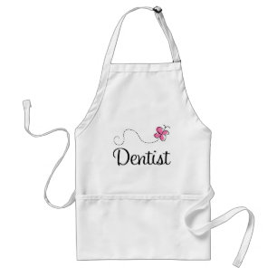 Tablier Dentiste rose mignon de papillon