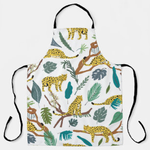 Tablier Des léopards dans la jungle, motif dessiné à la ma