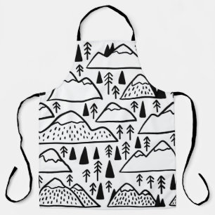 Tablier Des montagnes dessinées à la main. collection avec