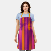 Tablier Design à rayures verticales rose orange violet (Porté)