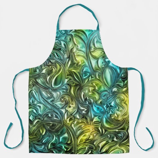 Tablier Design abstrait bleu et vert (Recto)