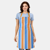 Tablier Design bandes verticales orange bleu blanc (Porté)