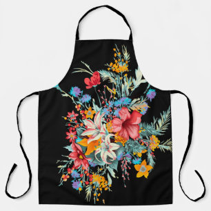 Tablier design coloré avec fond fleuri, fleur, bou
