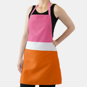 Tablier Design de bloc de couleur rose blanc orange clair