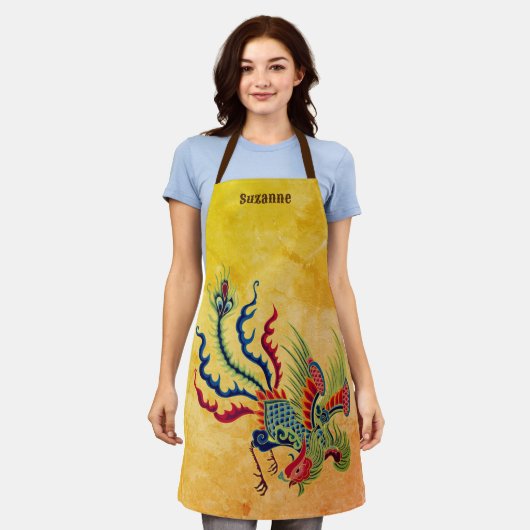 Tablier Design de coq chinois coloré Personnalisé (Porté)