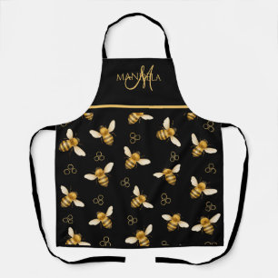 Tablier Design de monogramme élégant de reine abeille or