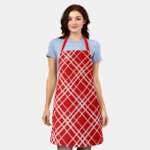 Tablier Design de Motif en Tartan blanc rouge (Porté)