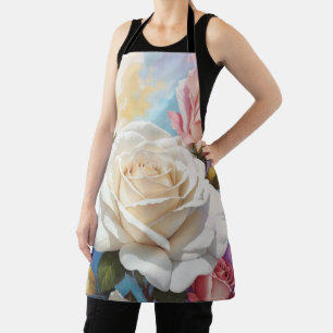 Tablier Design de peinture Rose Bouquet