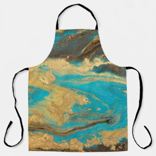 Tablier Design de texture dorée marbré. Bleu et marbre dor