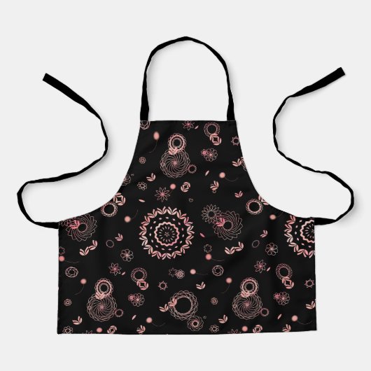 Tablier Design élégant de fleurs roses noires (Recto)