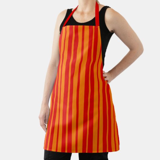Tablier Design en bandes rouge et orange