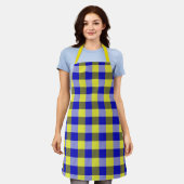 Tablier Design En vichy jaune bleu (Porté)