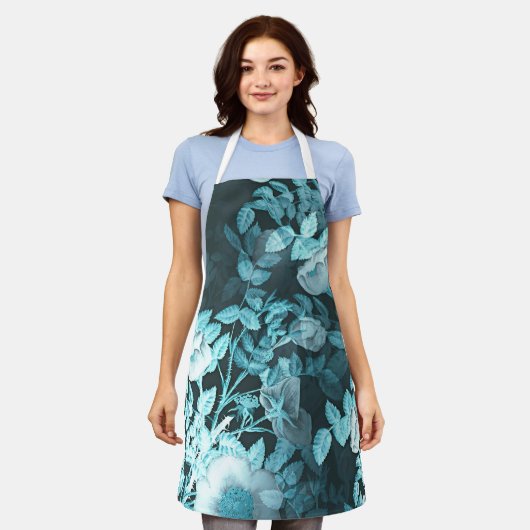 Tablier Design floral blanc Vintage victorien| (Porté)