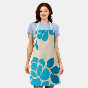 Tablier Design floral bleu à l'élégance japonaise 