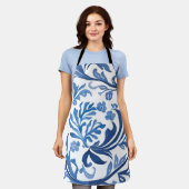 Tablier Design floral bleu et blanc | Chinoiserie Motif (Porté)