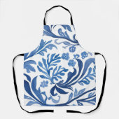 Tablier Design floral bleu et blanc | Chinoiserie Motif (Recto)
