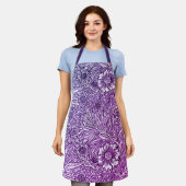 Tablier Design floral complexe dans les tons violets et bl (Porté)