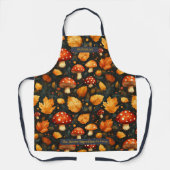 Tablier Design forestier d'automne avec champignons et Feu (Recto)