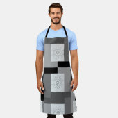 Tablier Design graphique noir, blanc et gris (Porté)