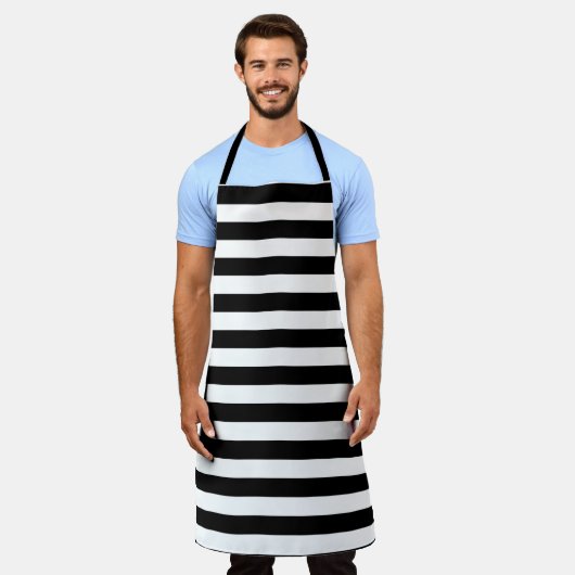 Tablier Design Horizontal Noir Et Blanc (Porté)