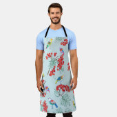 Tablier Design motif d'oiseaux et de baies. (Porté)