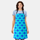 Tablier Design Motif Fleur de lis bleu (Porté)