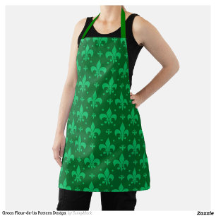 Tablier Design Motif Fleur de lis vert