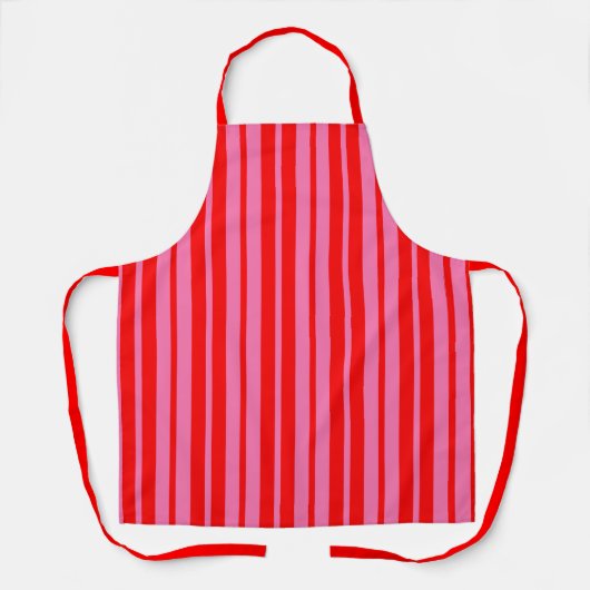 Tablier Design Motif rouge rose élégant rayures (Recto)