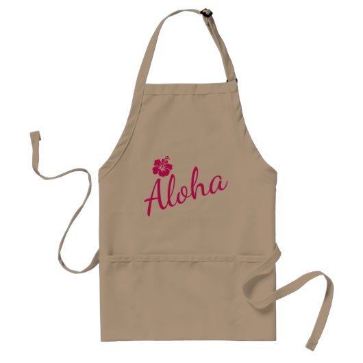 Tablier Design original en texte rose ALOHA et fleur (Devant)