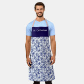 Tablier Design personnalisé Apron bleu toile (Porté)