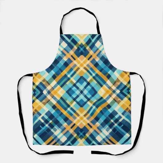 Tablier Design Plaid bleu jaune (Recto)