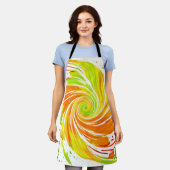 Tablier Design spiral vert et orange (Porté)