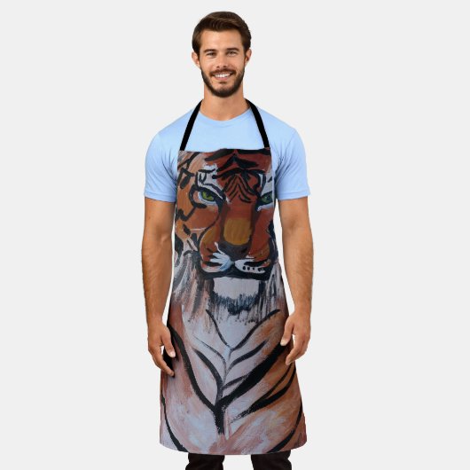 TABLIER DESIGN TIGER APRON PAR PAULA REILLY (Porté)
