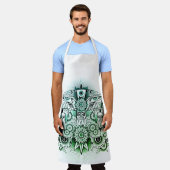 Tablier Design tribal teinte verte (Porté)