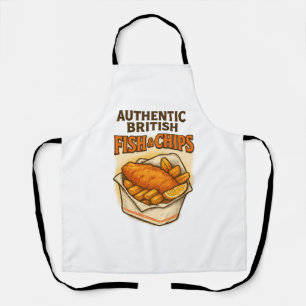 Tablier Design Vintage "Authentic British Fish & Chips"