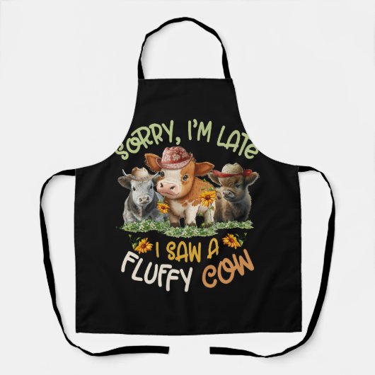 Tablier Désolé, J'Ai Vu Tard Une Vache Fluffy Highland Cow (Recto)