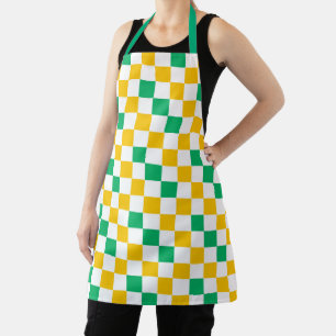 Tablier Dessin à carreaux jaune blanc vert