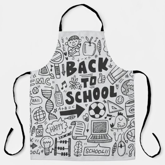 Tablier dessin à la main élément école doodé (Recto)