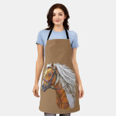 Tablier Dessin à la main portrait de cheval (Porté)