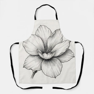 Tablier Dessin à l'encre de fleur botanique vintage en lig