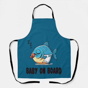 Tablier Dessin animé drôle de bébé poisson endormi - Bébé