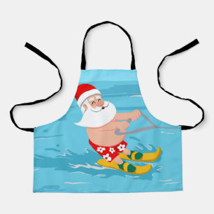 Tablier Dessin animé Santa Claus water skiing