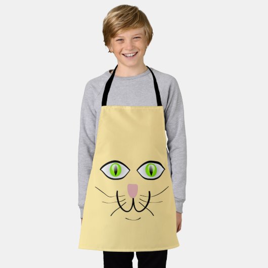 Tablier Dessin animé visage drôle de chat-29034 (Porté)