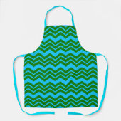 Tablier Dessin chevron zigzag bleu vert  (Recto)