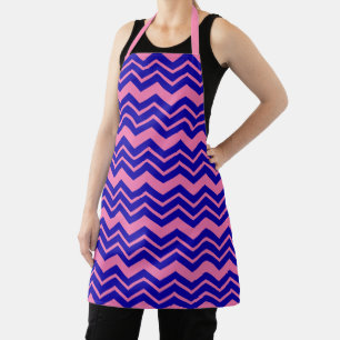 Tablier Dessin chevron zigzag rose bleu
